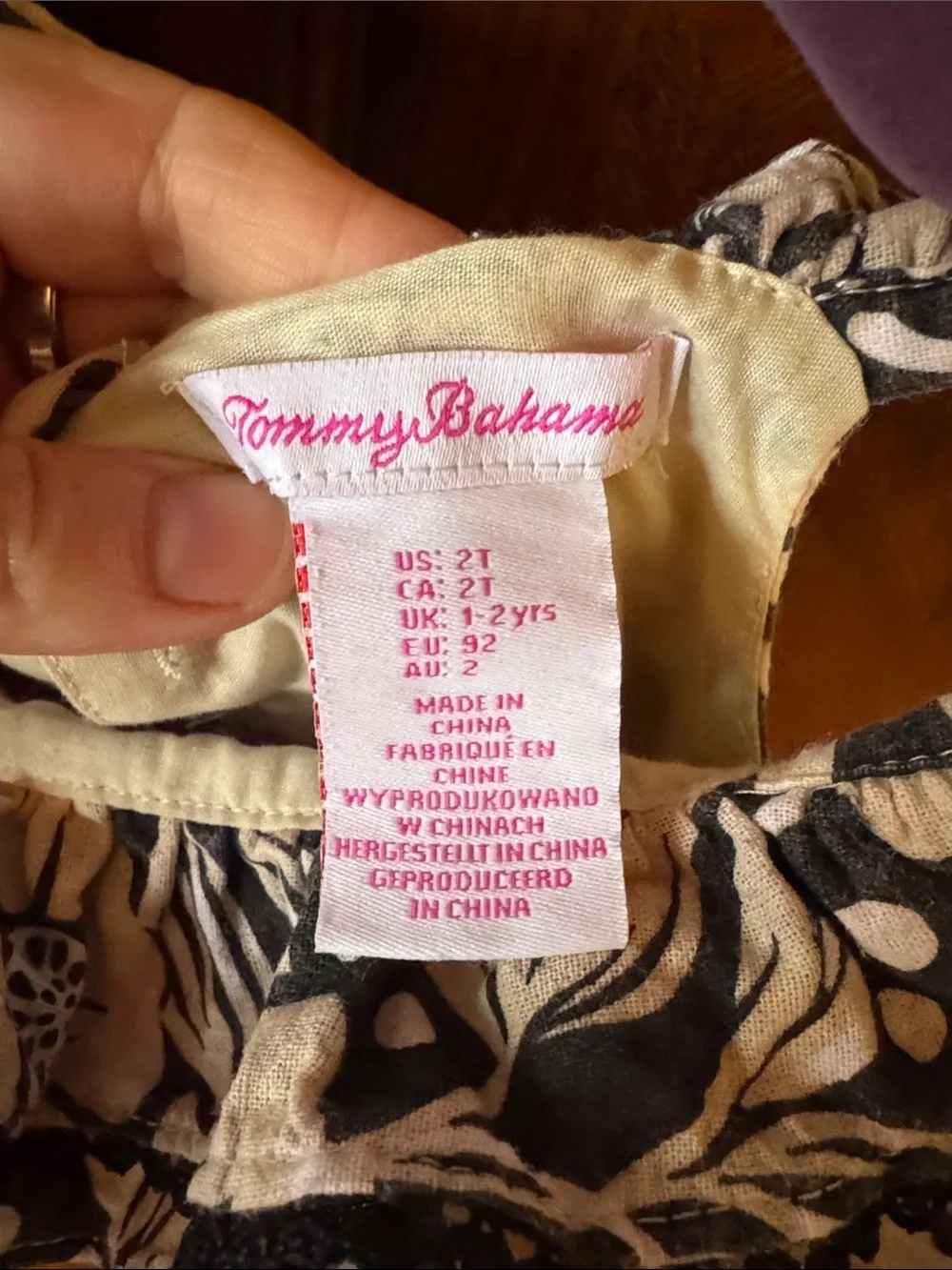 Tommy Bahama Black and Cream Floral Ruffle Dress size 2T